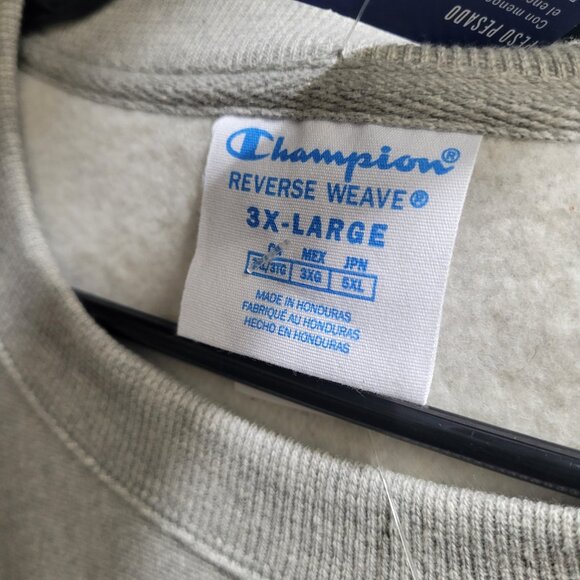 Champion Reverse Weave Crew Neck Fleece Sweatshirt Script Oxford Grey 3XL BIG - Picture 10 of 11